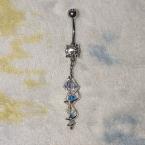 🪷 Body Candy brand Elegant Silver Crystal Belly Ring w/ Cubic Zirconia